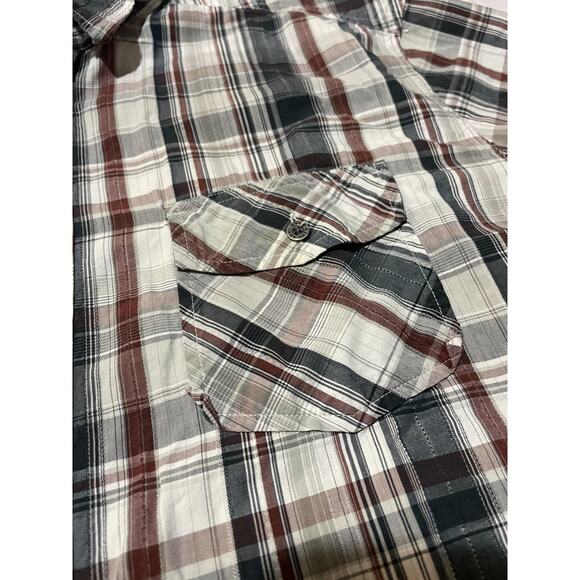 Kuhl Mens XL Gray Plaid Button Up Short Sleeve Shirt Outdoors Suncel - Picture 2 of 10